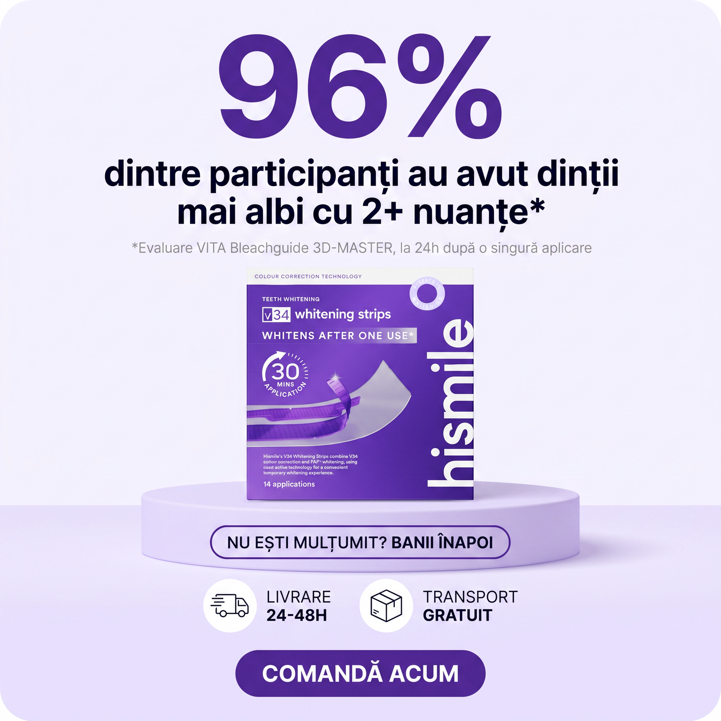 HISMILE Benzi pentru Albirea Dinților V34 + PAP+ – 14 Aplicări