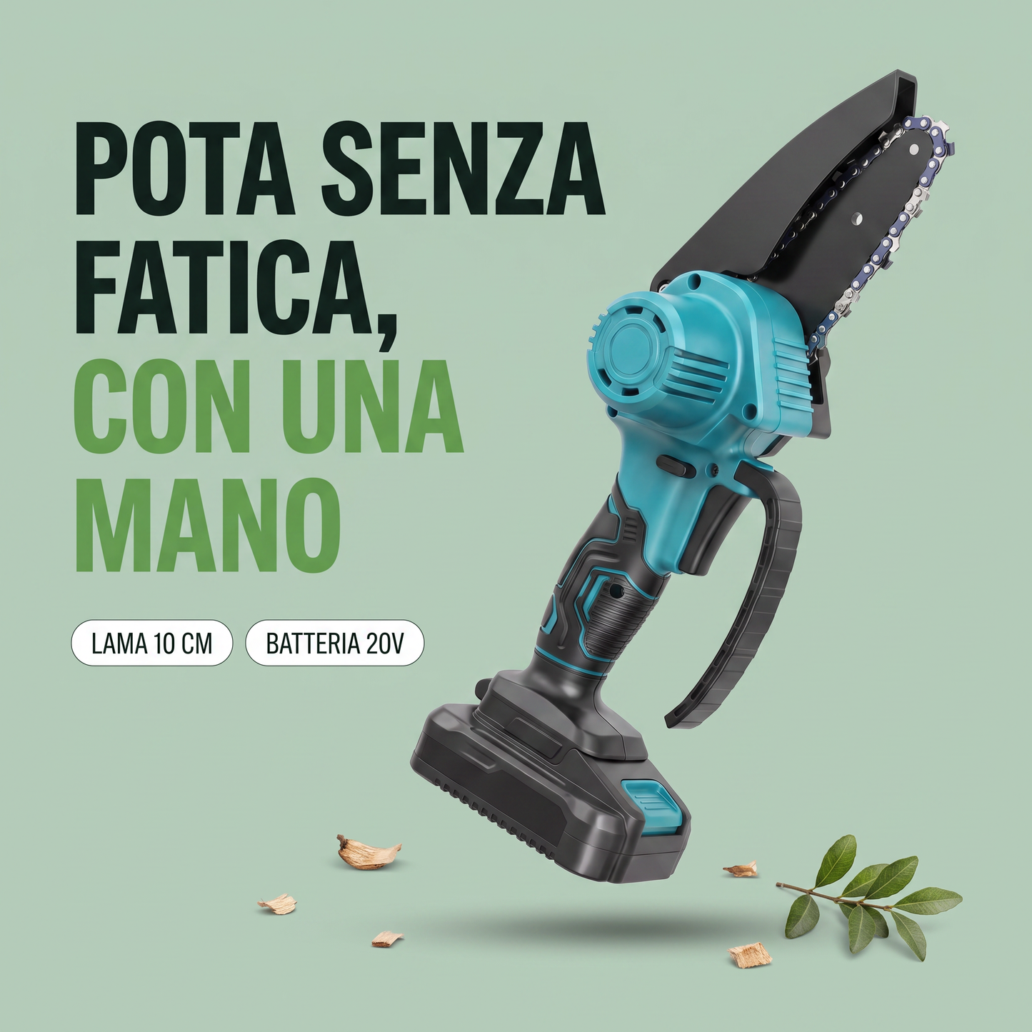 TaglioLampo™ – Bezprzewodowa Elektryczna Mini Piła Łańcuchowa 4" z Akumulatorem 20V