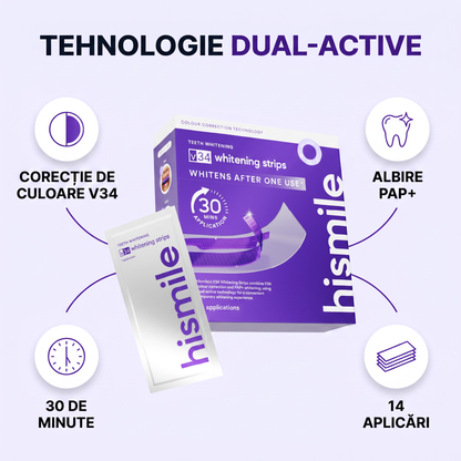HISMILE Benzi pentru Albirea Dinților V34 + PAP+ – 14 Aplicări