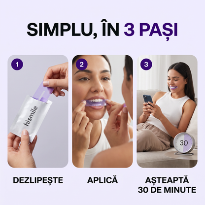 HISMILE Benzi pentru Albirea Dinților V34 + PAP+ – 14 Aplicări
