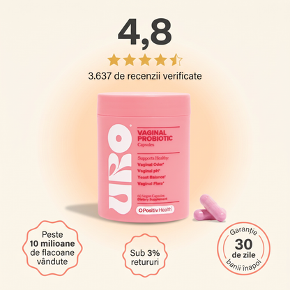 URO Probiotic Intim pentru Femei – 4 Tulpini Lactobacillus, 60 Capsule