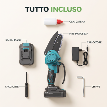 TaglioLampo™ – Bezprzewodowa Elektryczna Mini Piła Łańcuchowa 4" z Akumulatorem 20V