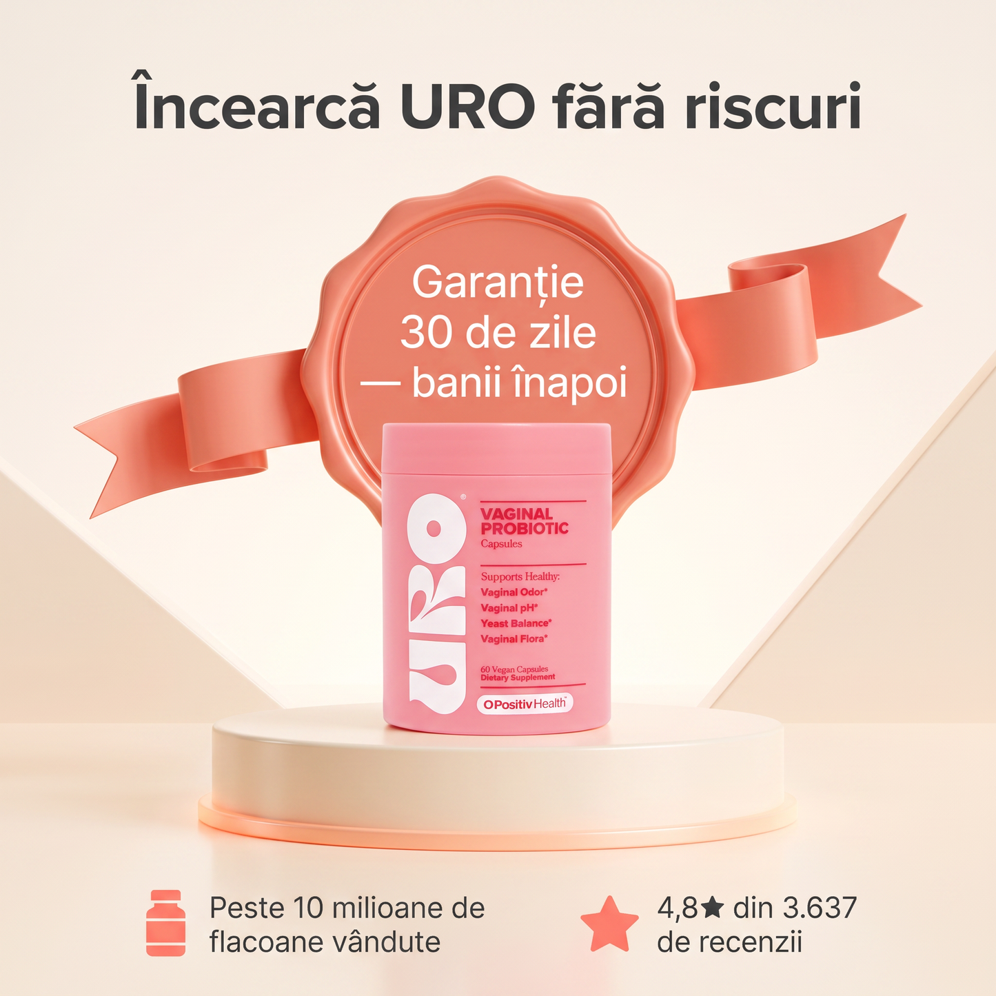 URO Probiotic Intim pentru Femei – 4 Tulpini Lactobacillus, 60 Capsule